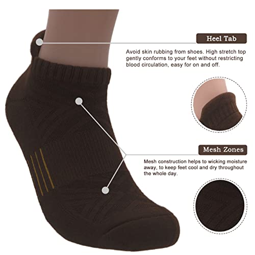 Mens Cotton Cushioned Athletic Ankle Low Cut Socks w/Arch Compression & Tab (5 Pack)4