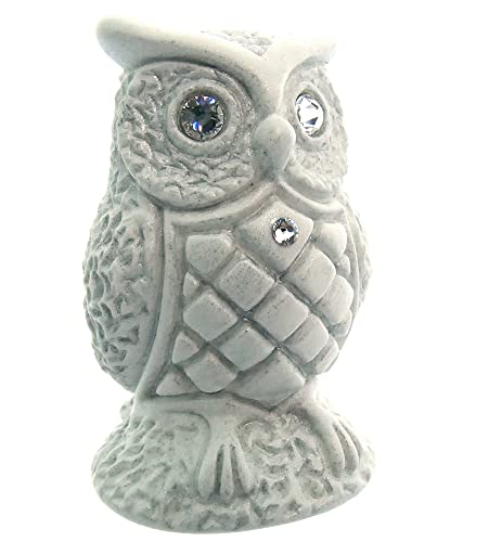 Eule, Eulenfigur mit besonderer Gravur in Geschenkverpackung, MADE WITH SWAROVSKI® ELEMENTS, Dt. Handarbeit, Geschenkidee Geburtstag Geburt Taufe Weihnachten Sammlerstück Wohndeko (silber transparent) Cover
