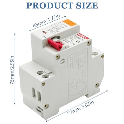 Fi Schutzschalter 16A, AC 230V 30mA C16 1P+N Leitungsschutzschalter, Hutschiene Auslaufschutz Überlastschutz Fehlerstromschutzschalter, FI/LS Schalter Sicherungsautomat, Fehlerstromschutzschalter
