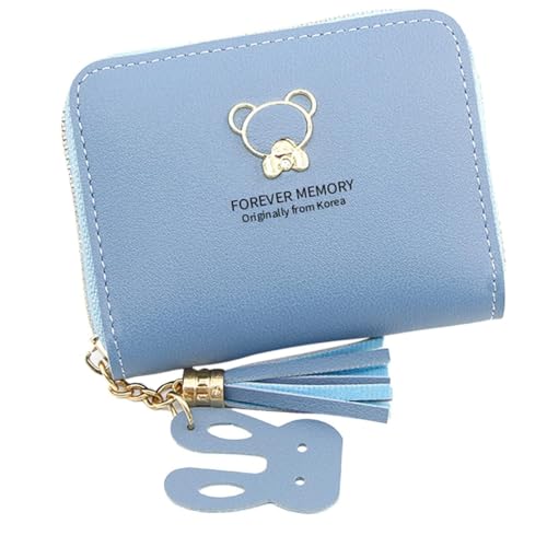 Women's Short Wallet - Cute Cartoon Bear Coin Purse with Zipper, Compact Credit Card Holder, Small Wallet for Cash & Cards