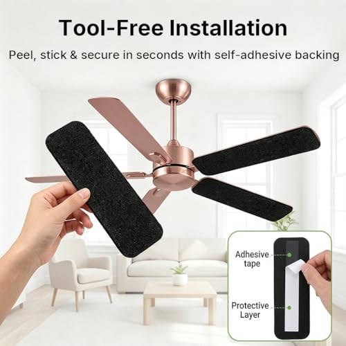 Image of HASTHIP 5 Pack Ceiling Fan Filters Activated Coconut Shell Carbon Air Purifier Pads Unscented Dust and Allergen Capture for Household Ceiling Fans Black