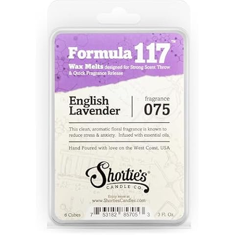 Shortie's Candle Company Pure English Lavender Wax Melts - Formula 117-1 Highly Scented 3 Oz. Bar - Made with Essential & Natural Oils - Flower & Floral Air Freshener Cubes Collection Cover