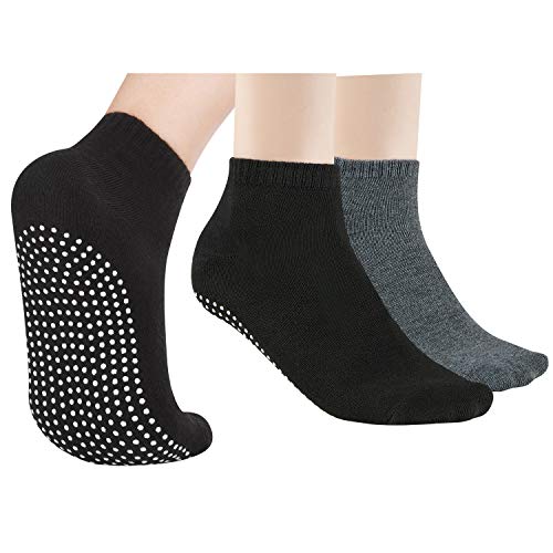 NEWCHAO 2 paires de chaussettes antidérapantes pour femmes et hommes, pour entraînement de l'hôpital Pilates à la maison de Yoga