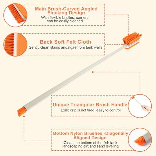 Image of Small Fish Tank Cleaner Brush, Algae Scraper for Aquarium, Glass Aquarium Cleaning Tool, Fish Tank Cleaner Adapted for Glass and Acrylic Aquariums (Longer)