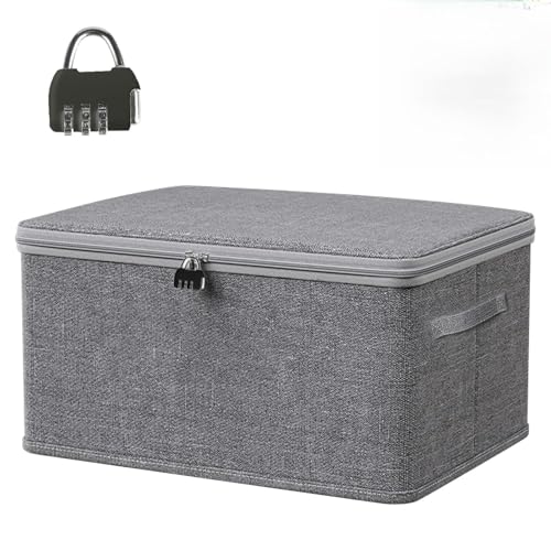 Infreecs Caja de almacenamiento con cerradura de combinación, caja con tapa, caja con cierre, caja con cerradura, cajas de almacenamiento plegables, cajas de almacenamiento para juguetes de ropa, (30