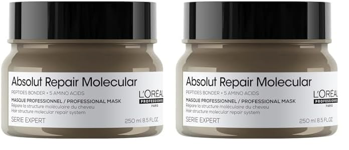 L’Oréal Professionnel Absolut Repair Molecular Deep Repairing Rinse-off Cream Mask for Damaged Hair – 250 ml | Repairs Very Damaged Hair and Restores Strength With 2% Peptides Bonder & 5 Amino Acids