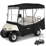 WEIMELL Golf Cart Enclosure 4 Passenger for EZGO RXV 2+2 600D Waterproof Windproof Driving Rain Cover Fit 4-Seater 80' Extended Roof 4-Sided Clear Windows Roll-up Door Black