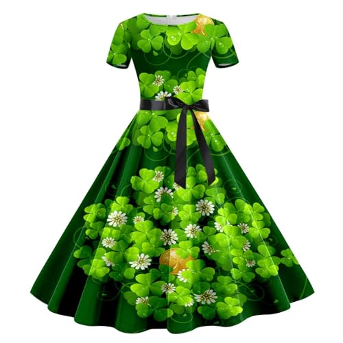 Robe de soirée St. Patrick pour femme avec manches courtes style années 1950