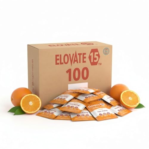 Fast Acting Glucose Powder Packets, Orange – Instant Dissolve, No Water Needed | 15g Pure Dextrose | Waterproof SlimPaks | Made in USA | Gluten-Free (Pack of 100)