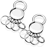 Sureio 2 Pcs Detachable Key Spider Key Chain Accessory with 4 Split Rings Buckle Waist Hanging Name Round Keychain Metal Keychain Ring Holder for Unisex Women Men