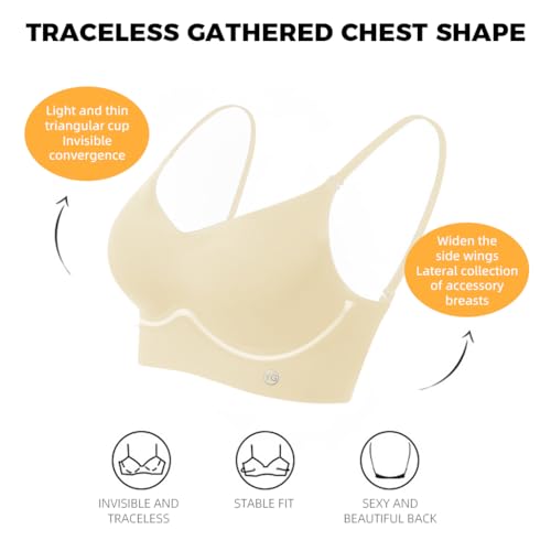 Image of PALAY Women's Low Back Seamless Bras Backless Multiway Convertible Adjustable Strap Halter Lifting Bra Spaghetti Strap Wire-Free with Padded Removeable(Not Include Straps)