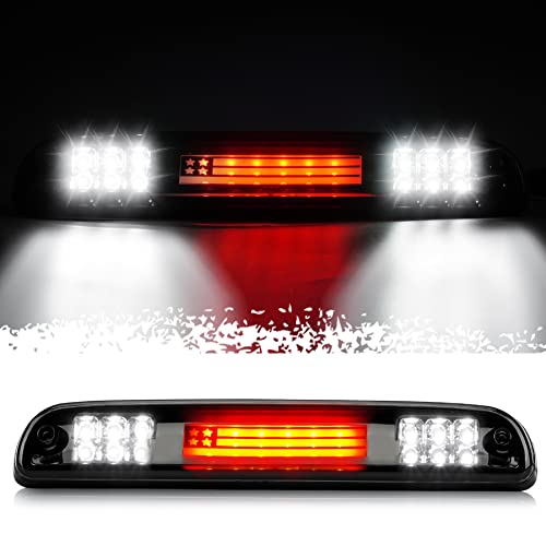 3rd Third Brake Light for Ford F250 F350 Super Duty Explorer Ranger Mazda B series Cargo Light Center High Mount Dual Row LED Lamp Tail Light Electroplating Housing (Smoked)