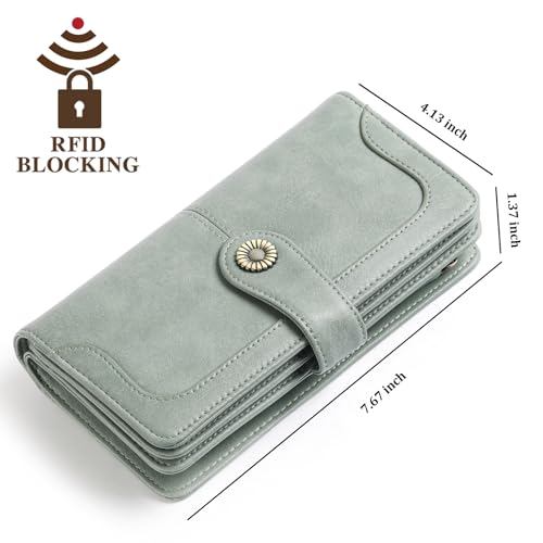 Image of FALAN MULE Wallets for Women Trifold Wristlet Wallets Large Capacity RFID Blocking Ladies Purse Credit Card Holder