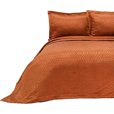 Elart Colcha de 240 x 250 cm y 50 x 70 cm, 2 fundas de almohada, edredón, tela jacquard, chenilla, canela Cover