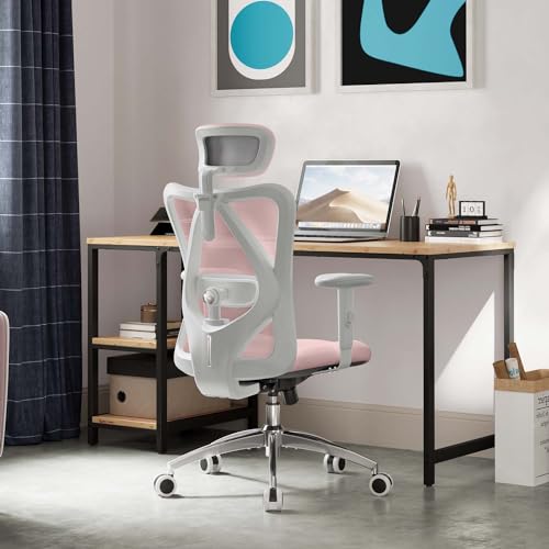 SIHOO M18 Ergonomic Office Chair for Big and Tall People Adjustable Headrest with 2D Armrest Lumbar Support and PU Wheels Swivel Tilt Function Black