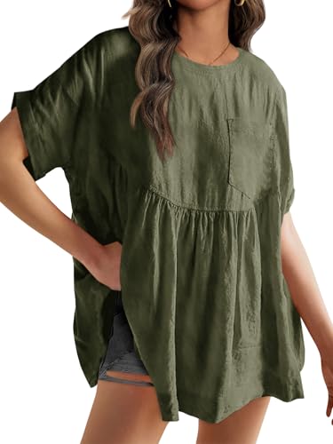 Image of Tankaneo Womens Summer Babydoll Tops Casual Loose Fit Peplum Oversized Tunic Shirts