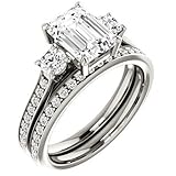 4 CT Emerald Colorless Moissanite Engagement Ring Sets for Women/Her, Wedding Bridal Ring Set,Eternity Sterling Silver Solid Diamond Solitaire Prong Anniversary Promise Gift for Ring (7)
