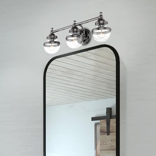 Image of Livex Lighting 3 Light Polished Black Chrome Bath Vanity,17413-46