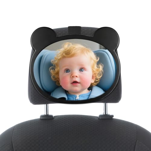 Miroir Voiture Bébé, Retroviseur Siege Voiture Bébé avec Sangle à Boucle Réglable, Anti-dropout Retroviseur Bebe avec, Pour Convient à Tous Les Sièges Arrière de Automobile, Essentiel Jeunes Parents