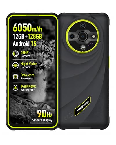 X31 Téléphone Portable Incassable Android 15, 12Go + 128Go/SD 2To, MTK G91, IP68 Antichoc 6050mAh, 48Mpx+20Mpx Vision Nocturne, IP69K Smartphone, 90 Hz 6,56 HD+ Dual SIM 4G débloqué, NFC, Vert