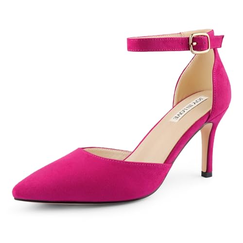 Image of JOY IN LOVE Closed Toe Heels Pumps for Women 3IN Stiletto Pointed Toe Ankle Strap Heels