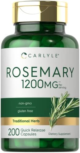 Rosemary Capsules | 1200mg | 200 Count | Non-GMO & Gluten Free Extract | by Carlyle