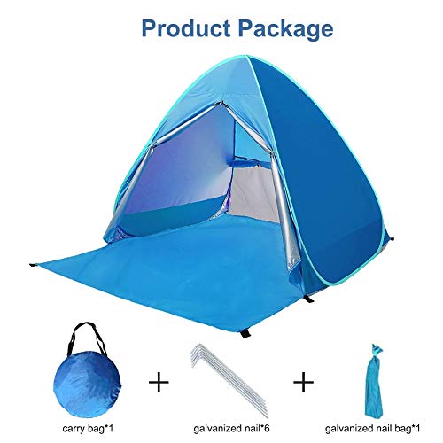 Portable mit Reißverschluss Tür Pop Up Beach Zelt Outdoor Anti UV-Strand Zelt Sonne Shelter, automatische Instant Familie Cabana für Camping Strand Angeln Garten – Bild 4
