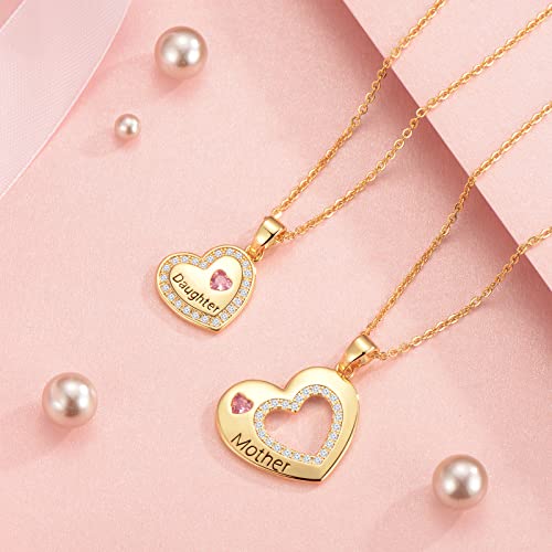 Lucktree Back To School Gifts, Mother Daughter Necklace Set For 2 First Day Of School Mommy And Me Heart Matching Jewelry From Mom For Women Girls #TOP3