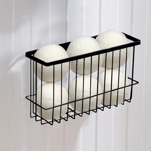 Magnetic Dryer Ball Holder for Laundry Room Dryer Ball Organization Magnetic Lint Bin for Laundry Room Wool Dryer Ball Organizer Iron Dryer Ball Container for Laundry Room StorageBlack
