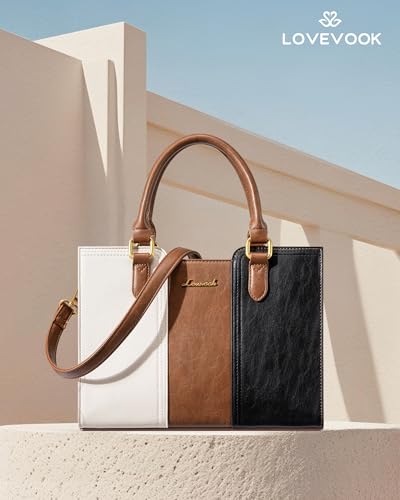 LOVEVOOK Purse for Women, Vintage Leather Shoulder Handbag, Small Ladies Satchel Tote Purse Top Handle Crossbody Bag for Work3