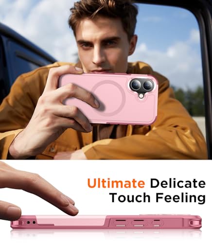 Coque iPhone 16 Magsafe antichoc de qualité militaire rose pour 6.1"