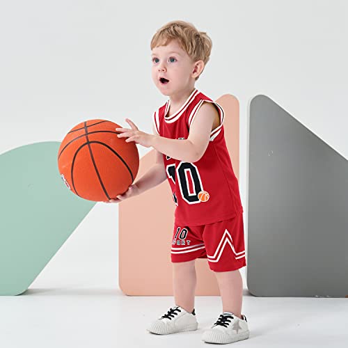 Image of Volunboy Kids Sports Shorts Sets Boys Jerseys Tracksuit 2 Piece Basketball Performance Tank Top and Mesh Shorts Set