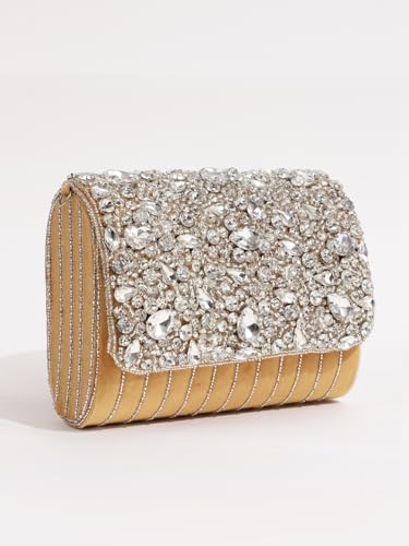 Image of THE TAN CLAN Grace Beige Flap Over Clutches for women Bag for Women- Elegant Evening Handbag, Stylish Purse, Perfect for Parties, and Special Occasions