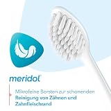 meridol Szczoteczka do zębów chroniąca dziąsła, miękka, 4 sztuki – ręczna szczoteczka do zębów do delikatnego czyszczenia zębów na brzegu dziąseł