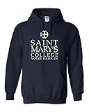 CreateMyTee Saint Mary's College One Color White Stacked Text Unisex Hooded Sweatshirt (Navy, Large) - Saint Mary's Belles Apparel