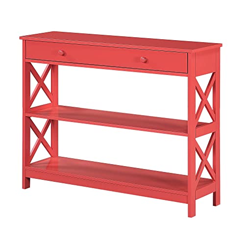 Image of Convenience Concepts Oxford 1 Drawer Console Table with Shelves, Coral