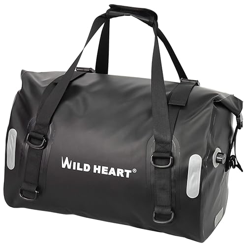 WILD HEART Borsa impermeabile 55L 66L 77L Borsone da moto asciutto per viaggi, motociclismo, ciclismo, escursionismo, campeggio