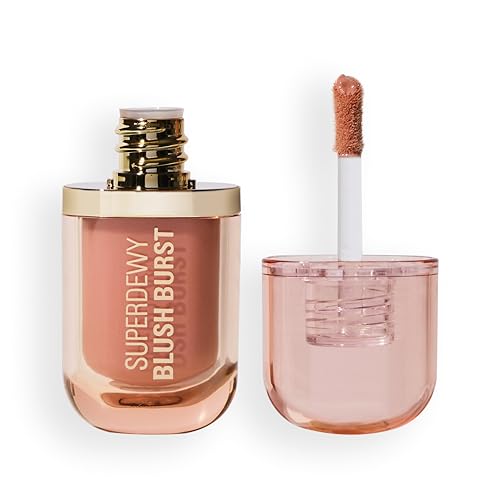 Revolution Superdewy Liquid Blush Burst - Rubor líquido de cobertura buildable para mejillas, fórmula sérum con péptidos y ácido hialurónico, vegano - Pink Fizz Soft Pink - 4,2 ml