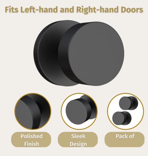 Mega Handles Dummy I Black Door Knob For French Doors, Closet And Cabinets I Reversible Heavy Duty Design I Fits All Standard Door Sizes I Screws Included - Black Matte (2 Pack) #TOP3