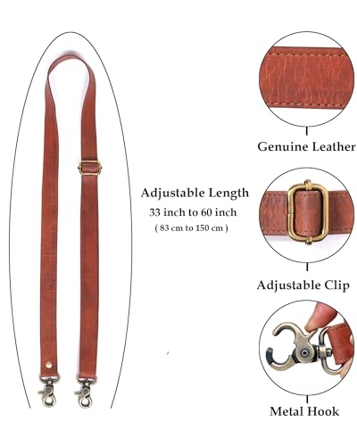 60-inch Genuine Leather Crossbody Strap Replacement for Purse, Handbag & Messenger Bag 1” Wide Adjustable Shoulder Strap4