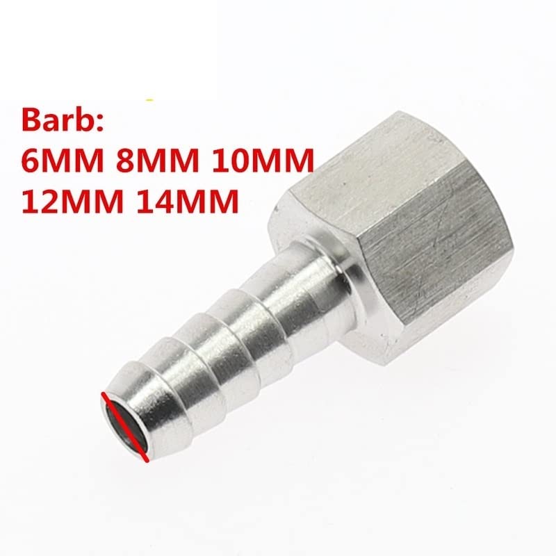 Raccord Cannelé Acier Inox 304 - 2 Pièces, Filetage Femelle 8mm Vers 3/8", Pour Eau, Air, Carburant - 2