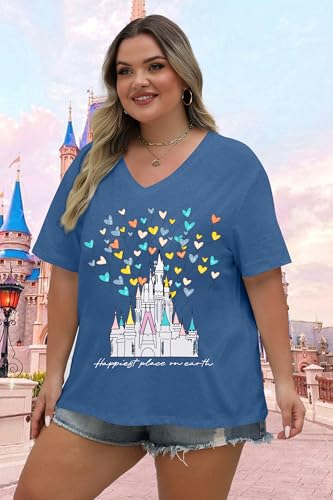 Image of NANYUAYA Plus Size Magic Shirts for Women Castle Kingdom Graphic Magical T Shirt Cute Holiday Princess Tee Vacation Tops