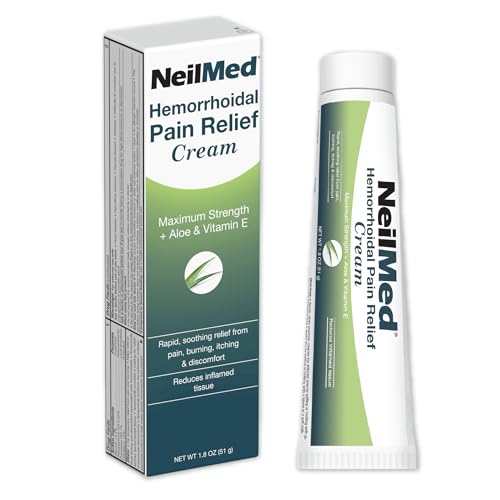 NeilMed Hemorrhoidal Pain Relief Cream with Aloe & Vitamin E, Hemorrhoid Treatment, Pain Relief, Relieves Burning, Itching and Discomfort, 1.8 oz.