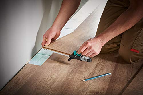 wolfcraft Geling Set Laminat- und Designboden einpassen I 6976000 I Komplettset aus Universalwinkel, Konturenlehre und Laminat-Einpasser I Set zum Einpassen von Böden