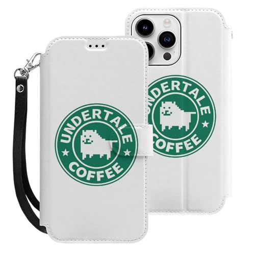 iPhone 15 Pro Max用 ケース 手帳型 アンダーテール コーヒー 犬 Iphone15用カバー アイフォン15 用 ケース スマホケース おしゃれ 人気 財布型 PUレザー 携帯カバー カード収納 スタンド機能