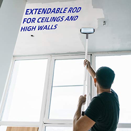 Paint Roller Set- Paint Brush, Paint Tray, Rollers Stick, Paint Edger, Paint Roller Pro, 9 Piece DIY Home Wall Decorate Runner Pro Painting Kit Tools