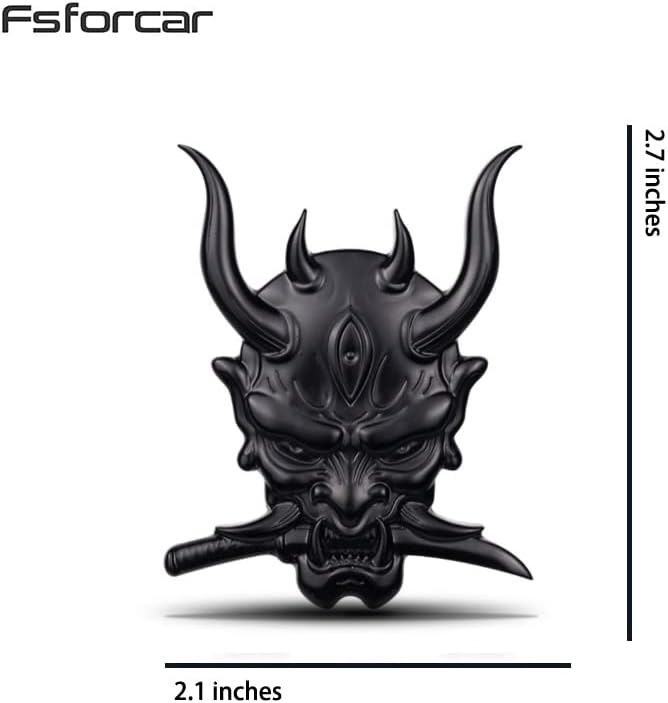 Miniatura 3 de Samurai - Calcomanía metálica para automóvil, máscara japonesa de Hannya, emblema de guerrero de colmillos fantasmas, calavera de muerte del diablo