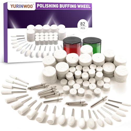 Yurinwoo BUFFING WHEELS-82PCS 80Pcs Buffing Wheels Polishing Kit With 2Pcs Polishing Compound Compatible With Dremel Rotary Tool, Different Shapes Of Polishing Wheel For Drill cover