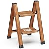 2 step ladder folding step stool with anti slip sturdy and wide pedal lightweight 330lbs portable aluminum woodgrain shelf for household and kitchen space saving  urban country home decor