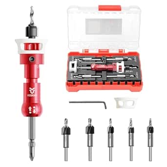1/8 Inch to 9/64 Inch High-Speed Steel Countersink Drill Bit Kit, Adjustable Depth Stop Carbide Tipped Countersink Bit, Quick Release 1/4" Hex Shank Screwdriver Bit, Perfect for Woodworking Projects